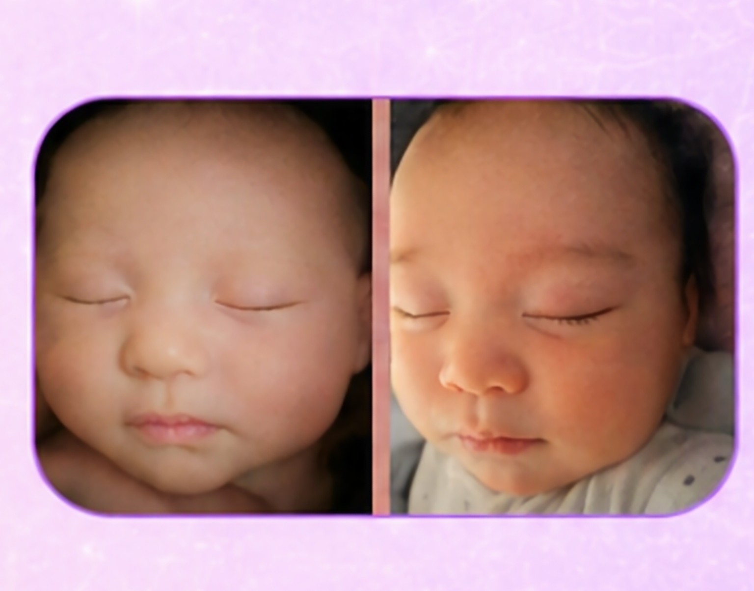 8K enhanced ultrasound image beside the baby's newborn photo